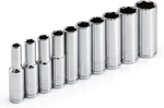 Powerbuilt 10 Piece 1/4 Inch Drive 6 Point Deep Socket Set, Sae, Gray. Fixed Price $24.99.