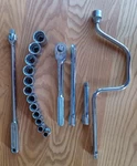 Indestro 1/2" Set, 12 Sockets, Extensions, Ratchet, Breaker Bar, Speed Wrench. Fixed Price $65.00.