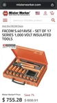 New Facom S.401AVSE Set 17 Series 1,000 Volt Insulated Socket Make Offer!. Fixed Price $300.00.