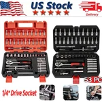 46/53PCS Socket Wrench Set 1/4" Drive Ratchet Metric Kit Garage Car Repair Tool. Fixed Price $7.59.