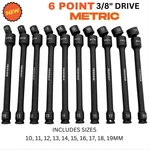 Heavy Duty 3/8" Drive Swivel Extension Socket Set Metric Impact 6 Point Pinless. Fixed Price $183.88.