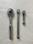 Vintage Fleet Mfg No. 1261 3/8" Drive Ratchet & Extensions 1265- 1266- Usa!!. Fixed Price $24.95.