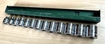 Sk Tools Usa 7MM-19MM Metric Shallow 3/8" Dr Socket Set Lot 6-PT Green Tray. Fixed Price $108.00.
