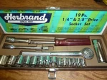 Antique/vintage Herbrand 19 Pc Sae Socket Set 1/4 & 3/8 Drive. Fixed Price $24.85.