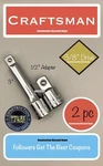 Craftsman 3/8" Drive To 1/2" Socket Adapter And 3" Extension CMMT99293 CMMT44264. Fixed Price $10.99.