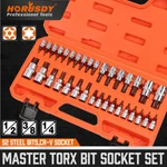 34PC Master Torx Bit Socket Set S2 Steel 1/2" 3/8" 1/4" Drive Star Heat-treated. Fixed Price $33.99.