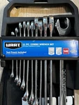 New Hart 11-PIECE Combination Wrench Set With Tool Pouch, Chrome Finish. Fixed Price $24.00.