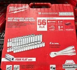 Milwaukee 48-22-9008 56-PIECE 3/8 In. Drive Metric + Sae Ratchet And Socket Set. Fixed Price $114.99.