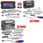 Workpro Drive Socket Set W/quick-release Ratchet Metric&sae 39PCS/63PCS/70PCS. Fixed Price $45.99.