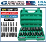 Deep Impact Socket Set 1/2 Inch Drive 20PC Metric 8-32MM Garage Workshop 6-POINT. Fixed Price $31.98.