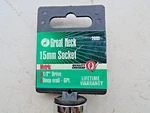New Great Neck Socket 1/2" Drive 6 Point, 15MM Deep Well Chrome Vanadium Steel. Fixed Price $8.49.