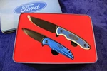 2 Tec By Case Ford Knives Tin Fixed And Folding Blue Oval Accessory Truck. Fixed Price $149.95.