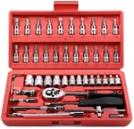 Egofine 46 Pieces 1/4 Inch Drive Socket Ratchet Wrench Set, With Bit. Fixed Price $23.43.