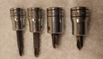 Snap-on Lot Of (4), 3/8" Phillips Socket Drivers (2) FP32A, FP41B, FBS-8. Fixed Price $28.05.
