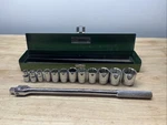Vintage Sae Sk 1/2 Drive 12 Piece Socket Set And Breaker Bar With Metal Case. Fixed Price $129.99.