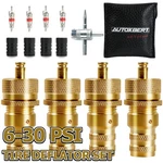 4 X Adjustable Automatic Brass Tire Deflators 6-30 Psi Atv Rapid Air Down Tool. Fixed Price $12.99.