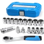 Zomiyu 3/8 & 1/2 Pass Through Socket Set, 17-PIECE Drive, Blue. Fixed Price $62.90.
