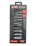 Icon 1/4" Drive Professional Metric Pc. Deep Socket Set Chrome S1DM-11 58102. Fixed Price $34.99.