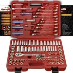 Epauto Mechanics Tool Set Drive Socket Wrench 122 Pieces, Red, Assorted. Fixed Price $131.99.