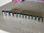 Snap-on 212SFMY Pc 3/8" Drive 12-POINT Metric Flank Socket Set 8-19MM. Fixed Price $170.00.