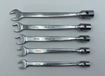Snap On 12 13 15 14 17MM Metric Pt Swivel Flex Head Open End Wrench Set Lot. Fixed Price $350.00.