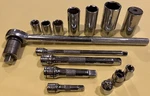 1/2 Ratchet Wrench W/15 Socket Pcs. Husky, Autocraft,craftsman,endeavor,stanley. Fixed Price $24.00.