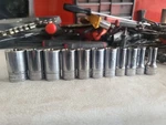 Snap-on 11PC 3/8" Drive Metric Point Semi Deep Socket Set 212FMSYA. Fixed Price $140.00.