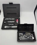 Lot Vintage Craftsman 9-33234 18PC Socket Wrench Set + 9-65293 Drive Metric. Fixed Price $49.95.