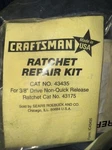Sears Craftsman Ratchet Repair Kit 43435 3/8 Drive 43175 Usa Made New Nos. Fixed Price $24.95.
