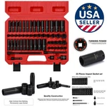 Compact 55PCS Impact Socket Set With Laser-etched Markings For Easy Use. Fixed Price $143.99.