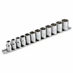 Powerbuilt 12 Piece 3/8 Drive Point Shallow Metric Socket Set - 645008. Fixed Price $27.95.