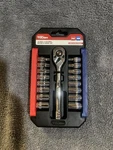 Hyper Tough 43232 19 Piece 1/4 Inch Drive Sae & Metric Ratchet And Socket Set. Fixed Price $12.97.