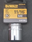 Dewalt 11/16" 3/8" Dr. Shallow Polished Chrome Socket 88-981D 6PT Free Ship. Fixed Price $9.95.