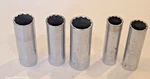 Wards Power Kraft Deep Well Sockets Set Of 5 Vintage 1/2" Drive 12 Point. Fixed Price $22.74.