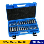 32PCS Hex Key Master Allen Wrench Sae & Metric Socket Set 1/4" 3/8" 1/2" Drive. Fixed Price $32.59.
