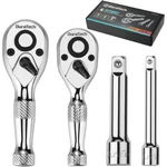 Duratech 4PCS 1/4" 3/8" Drive Stubby Ratchet Set With Extension Bar 72-TOOTH. Fixed Price $22.99.
