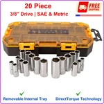 Dewalt Deep Socket Set, 20 Piece 3/8'' Drive Metric/sae DWMT73812, Directtorque. Fixed Price $34.90.