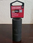 Craftsman CMMT16086 24MM Deep Impact Socket 1/2IN Drive Point Black Steel. Fixed Price $14.95.