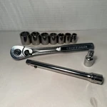 Craftsman 10 Piece Lot 3/8 Drive Sae 6 Point Sockets , Ratchet & 2 Extentions. Fixed Price $45.50.