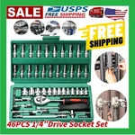 46PCS Socket Wrench Set 1/4" Drive Ratchet Metric Kit Garage Car Repair Tool Us.. Fixed Price $6.95.