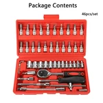 New 46PCS Ratchet Wrench Socket Set Spanner Repair Tool Kit 1/4" Hand. Fixed Price $8.29.