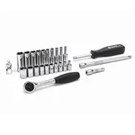 Sata 25-PIECE 1/4-INCH Drive 6-POINT Standard Deep Socket Set With 60 Tooth. Fixed Price $58.73.