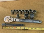 Vtg Armstrong Tools SA-51-1/2 Drive Ratchet Usa Extension 11 Saemetric Sockets. Fixed Price $21.00.