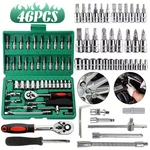 2026 46PCS Ratchet Socket Wrench Set Auto Repair & Maintenance Tool Kit. Fixed Price $6.40.