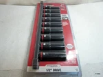 Milwaukee Tool 9PC Shockwave Impact Duty 1/2" Drive Metric Deep 6 Point Socket. Fixed Price $60.00.
