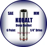 Kobalt 1/4" Drive Deep Socket - Sae Inch Metric Mm 6 Point Pt Any Size New. Fixed Price $9.69.