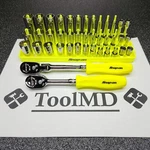 Snap-on Tools New 1/4" Drive Sae 12-POINT Shallow Semi Deep Ratchet Master Set. Fixed Price $1495.00.