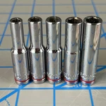 (5) Kobalt 3/16 7/32, 1/4, 9/32, 5/16" X 1/4" Dr Deep Socket 6PT Lot. Fixed Price $10.00.