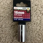 Ace 2022622, 16 Mm Socket, 1/2" Drive, 12 Point, Pro Series. Fixed Price $9.99.