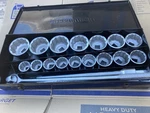 Pittsburgh Heavy Duty Steel Socket Wrench Set Silver Black With Metal Case. Fixed Price $150.00.